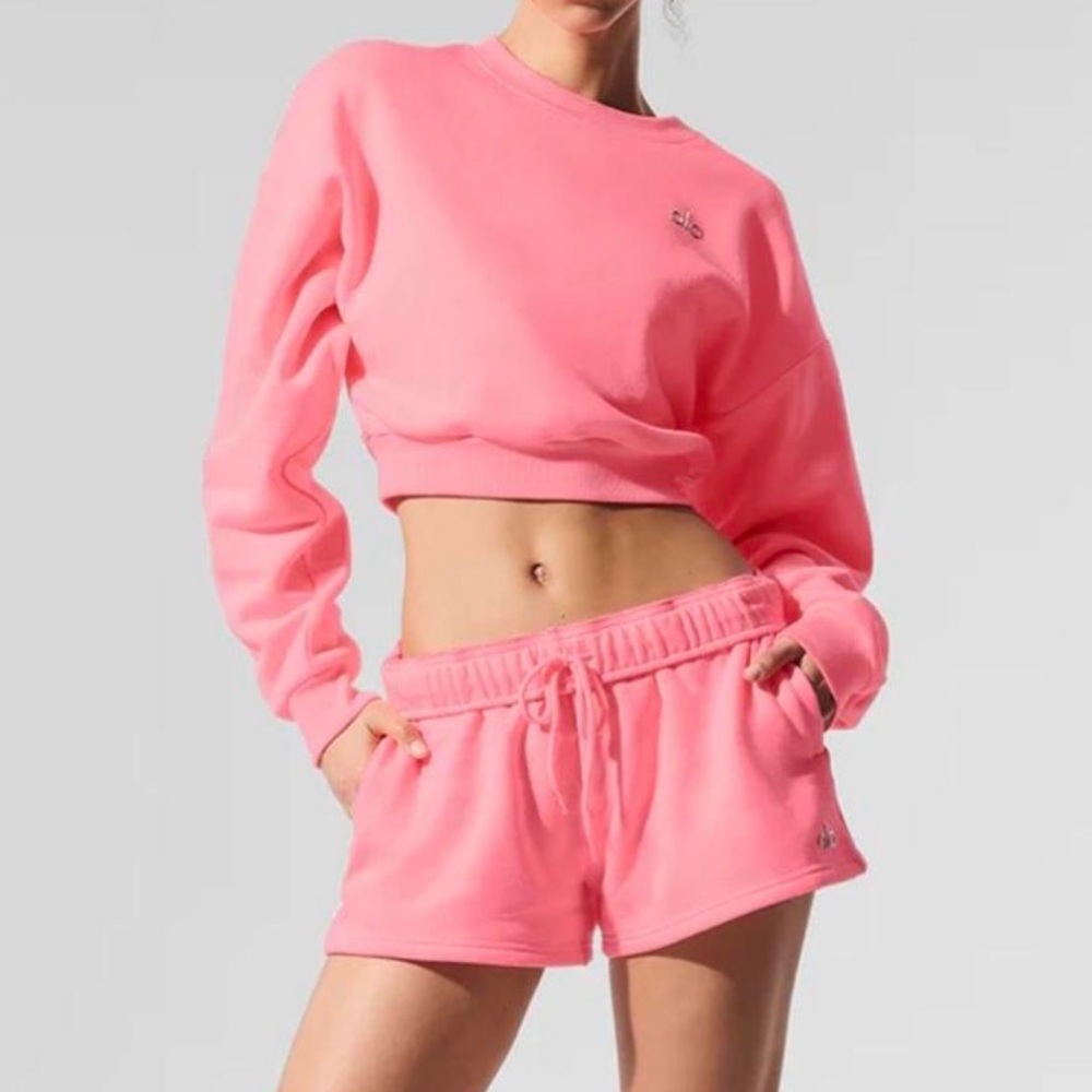 ALO Yoga Bright Pink Sweat Set